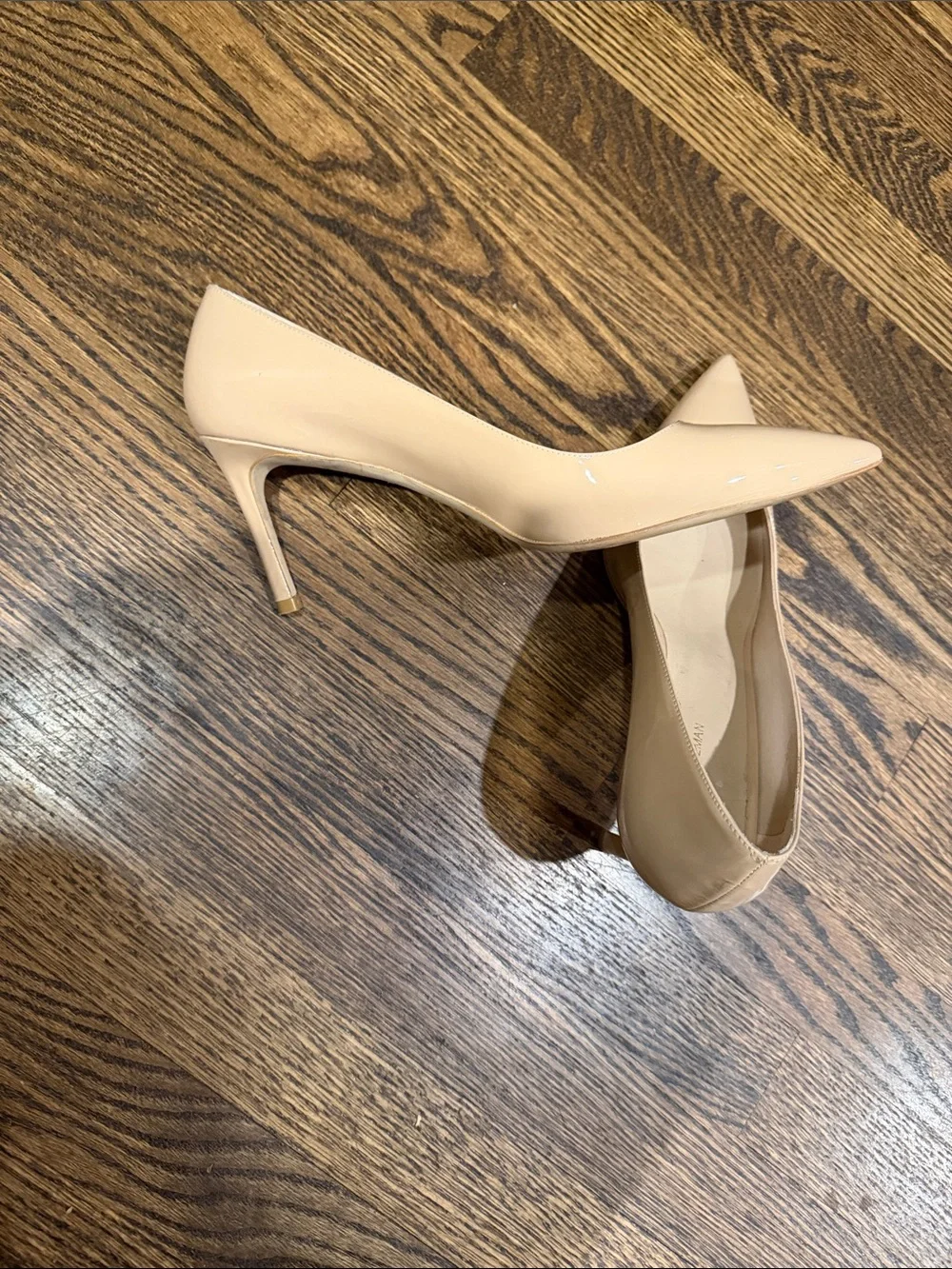 Stuart Weitzman Nude Patent Pointed-Toe Stiletto Pumps - Picture 6 of 8